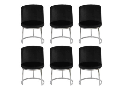 Modern Black Designer 6x Chairs with Stainless Steel Feet Dining chairs