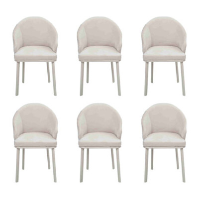 Dining room chair White 6x Chairs Dining room Modern Chairs Wood Design new