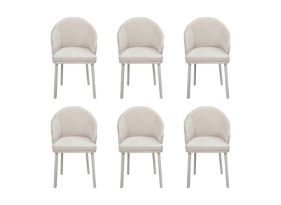 Dining room chair White 6x Chairs Dining room Modern Chairs Wood Design new