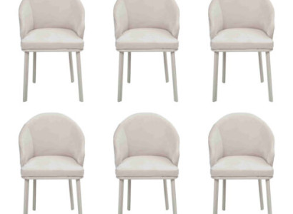 Dining room chair White 6x Chairs Dining room Modern Chairs Wood Design new