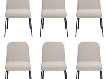 Group Suite Chairs 6x Chair Set Textile Upholstery Seat stainless steel Dining room new