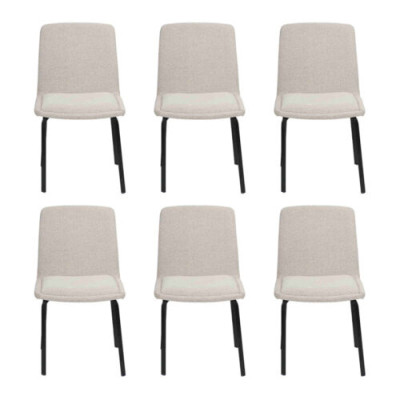 Suite Metal Lehn Upholstery White Chairs Dining room Textile Set 6x Armchair Chair