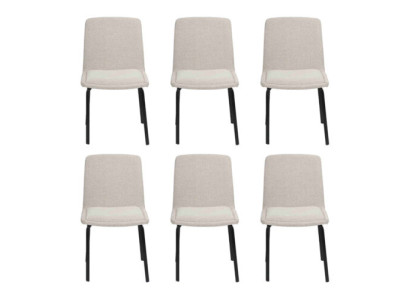 Suite Metal Lehn Upholstery White Chairs Dining room Textile Set 6x Armchair Chair