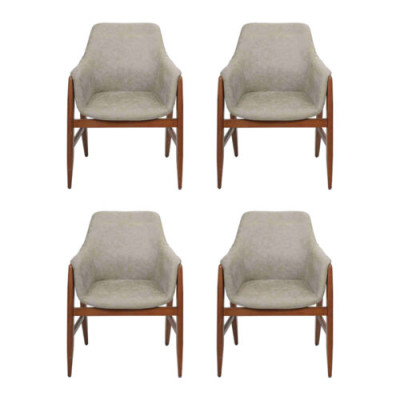 Dining room chair 4x Chairs Kitchen Chair Recliner Wood Fabric Modern Gray Chair