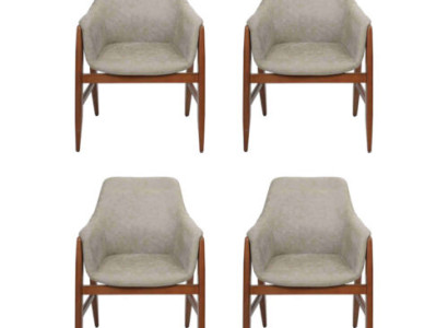 Dining room chair 4x Chairs Kitchen Chair Recliner Wood Fabric Modern Gray Chair