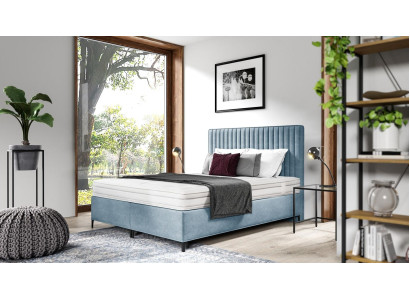 Blue Bed Designer Double bed Upholstered furniture Bedroom box spring bed