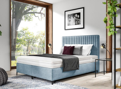 Blue Bed Designer Double bed Upholstered furniture Bedroom box spring bed