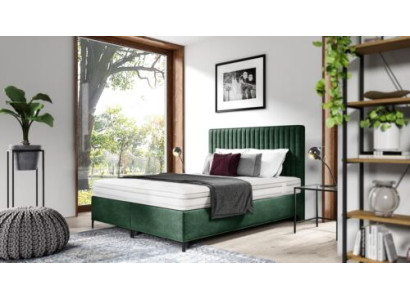 Luxury box spring bed Bedroom Upholstered bed Furnishings Textile 160x200cm Wood