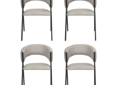 Dining room Textile Group Set 4x Armchair Chair Design Fabric Upholstery Chairs