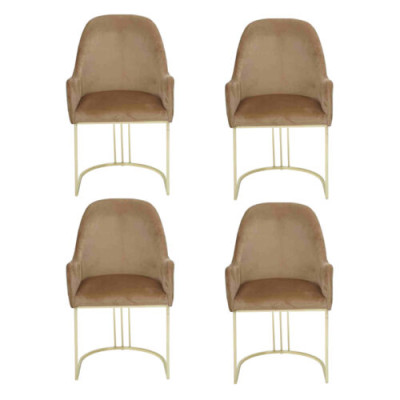 Group Set 4x Armchair Chair Design Fabric Upholstery Chairs Dining room Textile