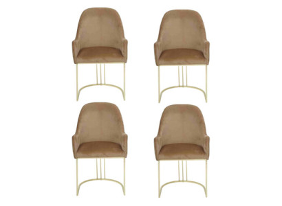 Group Set 4x Armchair Chair Design Fabric Upholstery Chairs Dining room Textile