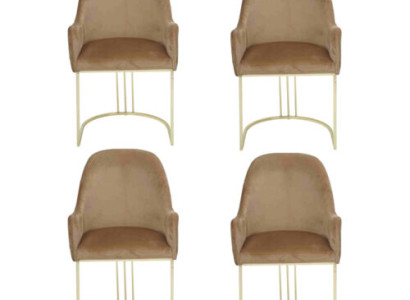 Group Set 4x Armchair Chair Design Fabric Upholstery Chairs Dining room Textile