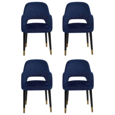 Luxury 4x Chairs Luxury Blue kitchen furniture designer dining room chair wooden furniture