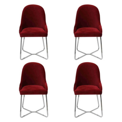 Modern Chairs Luxury Dining room Furnishings Red 4x Chairs Furniture Dining room chair