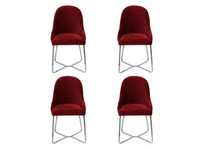 Modern Chairs Luxury Dining room Furnishings Red 4x Chairs Furniture Dining room chair