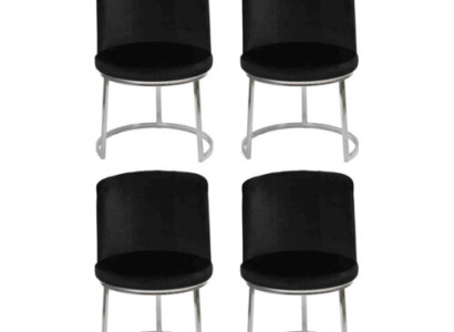 Black Designer 4x Chairs with Stainless Steel Feet Modern Dining Chairs