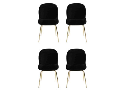 Suite Group Black Chairs 4x Chair Set Textile Upholstery Seat stainless steel