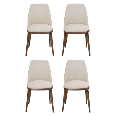 White chair set Designer 4x Kitchen chairs Luxury seating furniture wooden frame