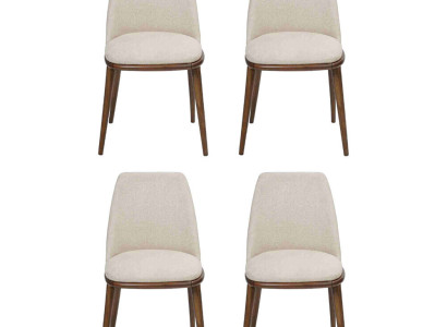 White chair set Designer 4x Kitchen chairs Luxury seating furniture wooden frame