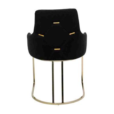 Designer Black 4x Metal Chairs Luxurious stainless steel Upholstery Furniture