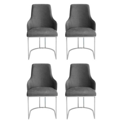 Gray Chair Set Dining Chairs Luxurious Seating Furniture Kitchen Furniture 4 Pieces