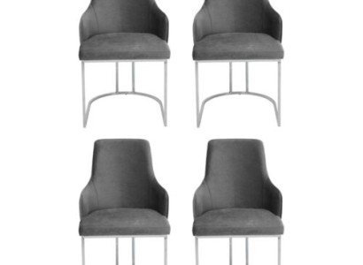 Gray Chair Set Dining Chairs Luxurious Seating Furniture Kitchen Furniture 4 Pieces