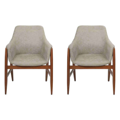 Dining room chair 2x Chairs Kitchen Chair Recliner Wood Fabric Modern Gray Chair