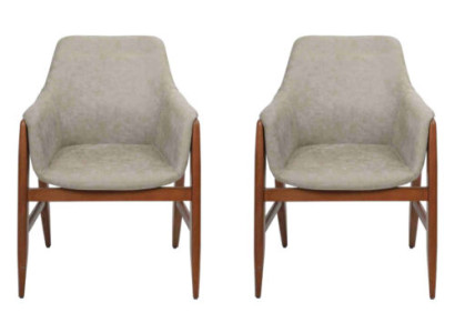 Dining room chair 2x Chairs Kitchen Chair Recliner Wood Fabric Modern Gray Chair