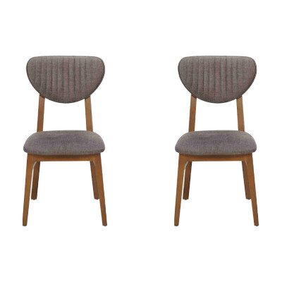 Modern Chair Gray Upholstery 2x Chairs Lounge Wood Textile Wood Armchair new