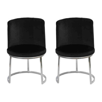 Black Designer 2x Chairs with Stainless Steel Feet Modern Dining Chairs