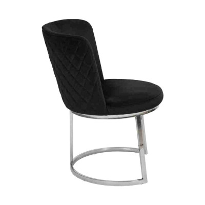 Black Designer 2x Chairs with Stainless Steel Feet Modern Dining Chairs