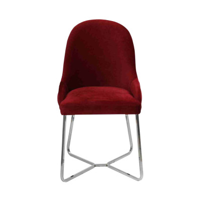 Red dining room chair Designer kitchen chair Luxurious stainless steel armchair