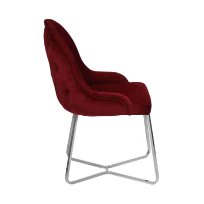 Red dining room chair Designer kitchen chair Luxurious stainless steel armchair