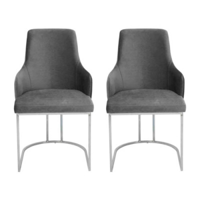 Gray 2x Dining chairs Upholstered Chairs Luxury Dining room set of 2