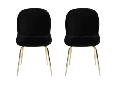 Group Suite Black Chairs 2x Chair Set Textile Upholstery Seat stainless steel