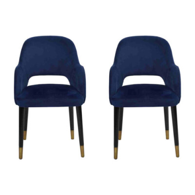 exclusive 2x Blue e Modern Chairs Kitchen Furniture Designer Wooden Frame Furniture