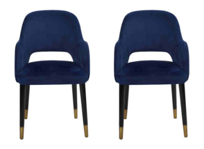 exclusive 2x Blue e Modern Chairs Kitchen Furniture Designer Wooden Frame Furniture