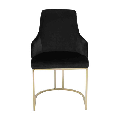Modern Black Textile Chair Dining room Metal Single Seater Designer Furniture