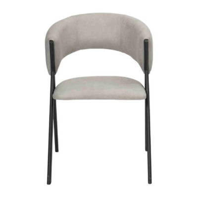 Light gray dining room chair designer upholstered metal frame single seater