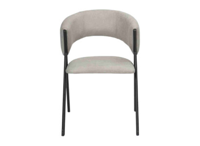 Light gray dining room chair designer upholstered metal frame single seater