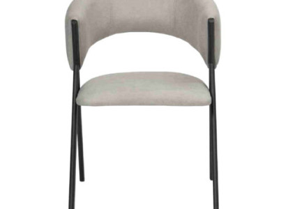 Light gray dining room chair designer upholstered metal frame single seater