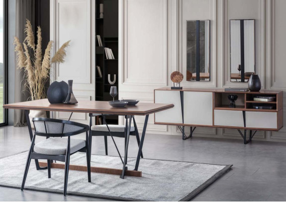Suite Dining room Dining table Sideboard Dining room table Brown Set 2 pieces