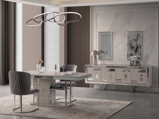 Complete e Dining room Dining table White 2-piece Sideboard Dining room table Wood
