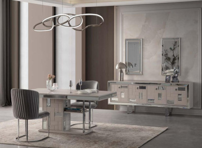 Complete e Dining room Dining table White 2-piece Sideboard Dining room table Wood