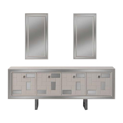 Complete e Dining room Dining table White 2-piece Sideboard Dining room table Wood