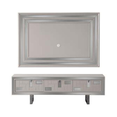 Luxury wall unit TV stand wall panel coffee table TV cabinet lowboard 3-piece white