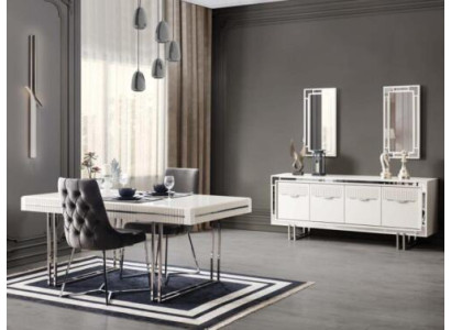 Complete e Dining table 2-piece sideboard dining room table extendable wood white