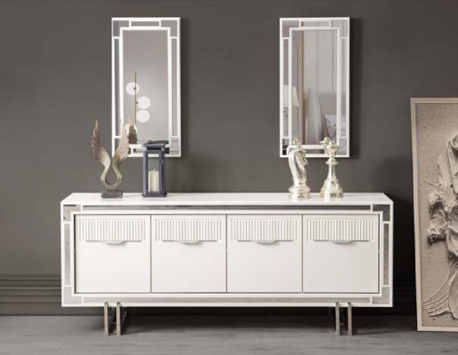 Complete e Dining table 2-piece sideboard dining room table extendable wood white