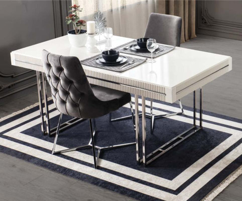 Complete e Dining table 2-piece sideboard dining room table extendable wood white
