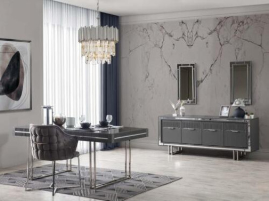 Modern Complete e Dining table 2-piece sideboard Dining room table Wood Gray